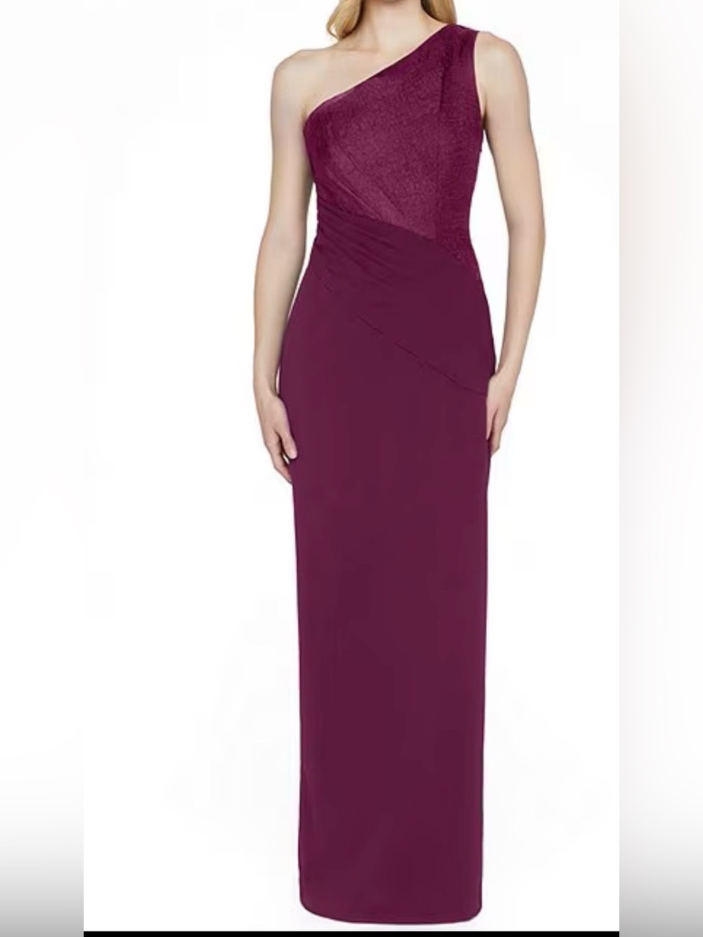 NWOT JS Collections Ingrid Mixed Media Gown In Violet Rose New $328 Size 0